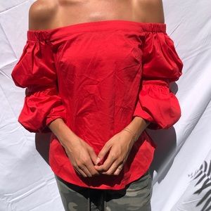 Off the shoulder puffed sleeved blouse